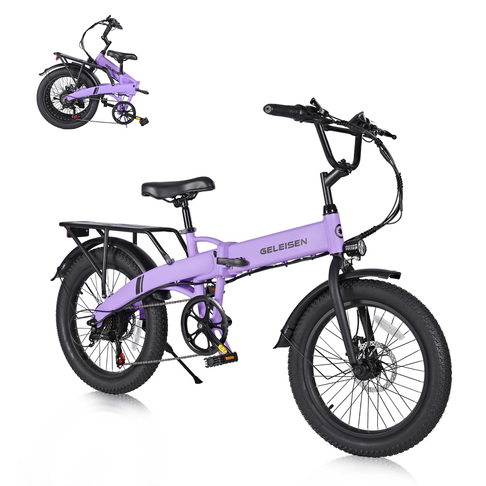 Folding Electric Bike for Adults, 20"×3.0 Fat Tire Electric Bicycle, 374.4Wh Battery Ebike, 20MPH Electric Cargo Bike with LCD Color Display & 6 Speed Gears (Fits for 5'0"+)