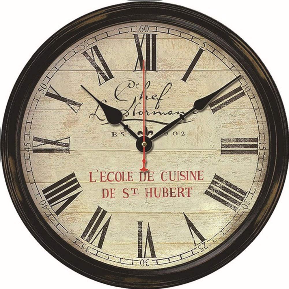 VHKJewE Wall Clock Roman Numeral Wood Round Multicolor(H)