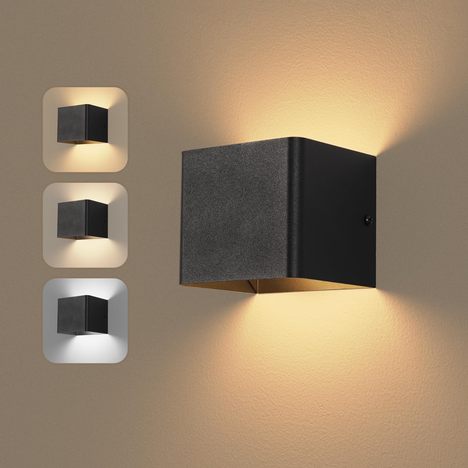 Aplique Pared Interior - LED Lampara Pared Sin Cables USB Recargable - Lampara Inalambrica con 3000K 4000K 6000K 1.5W Adecuada para Sala de Estar, Dormitorio, Pasillo