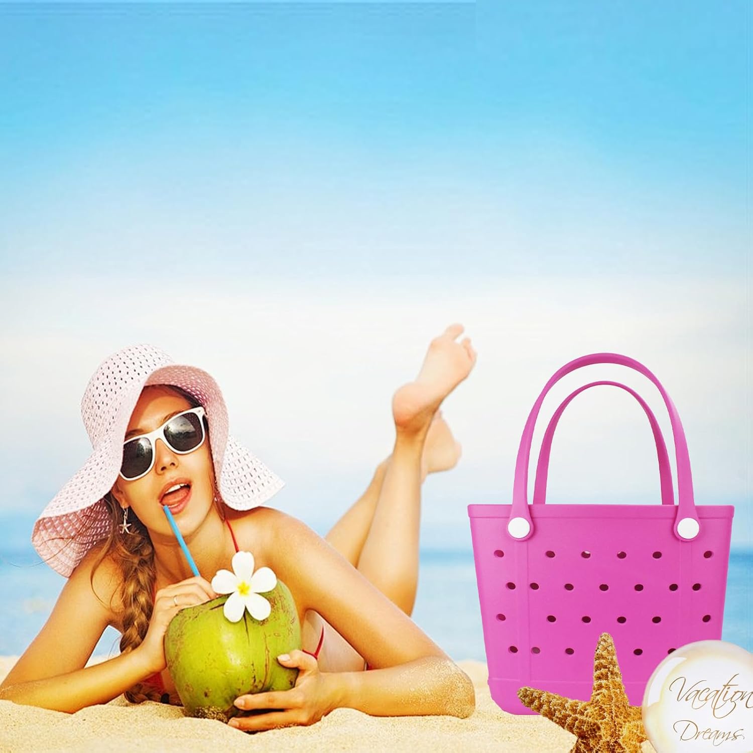 Beach Tote Bag, Original Large Rubber Beach Bag for Women, Pool Bag - Image 3