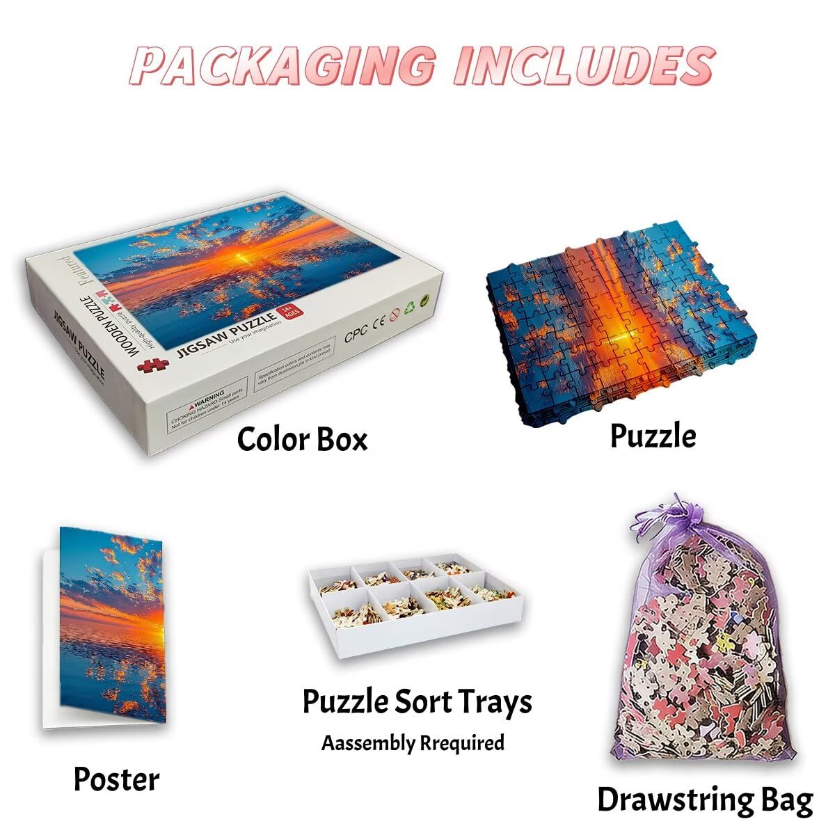 Puzzle 1500 Pezzi Oceano, Puzzle Tramonto per Adulti, Puzzles in Legno Intrattenimento Creativo, Divertimento, Puzzles Educativi Classici con Confezione di Alta Qualità Idea Regalo Donna Decor -2612