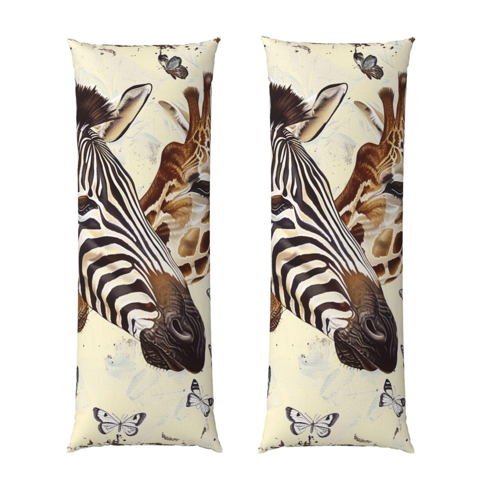 Body Pillow Cover 20x54 Inch, Zebra and Giraffe Print Long Lumbar Pillow Case with Zipper Long Body Pillowcase Decorative for Bed Sofa Bedroom