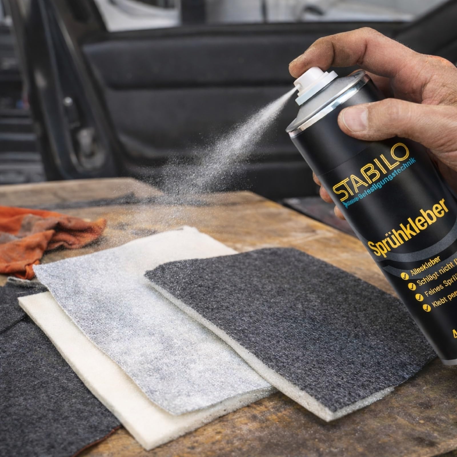 12x Sprühkleber 400ml | Alleskleber, Industriekleber, Klebespray, Kleber für Metall, Papier, Stoff, Leder, Filz, Styropor, viele Kunststoffe etc... | 12 Stück