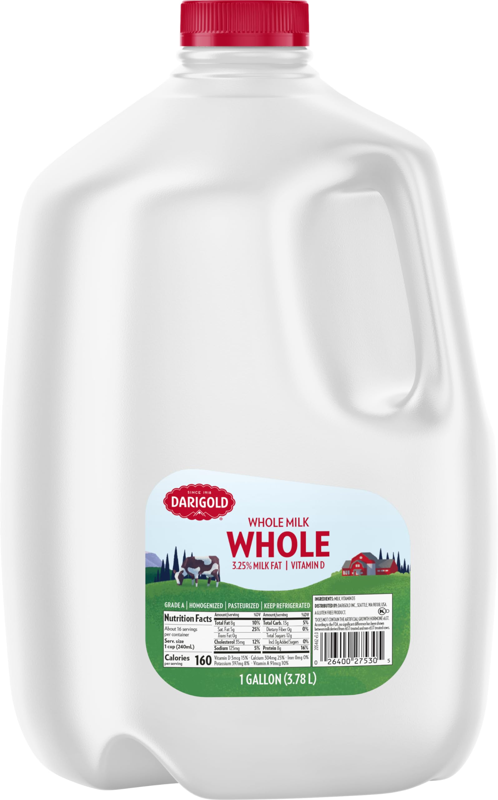 Amazon.com: Darigold Leche, Entera, Pasteurizada, 1 Galn : Comida Gourmet  y Alimentos