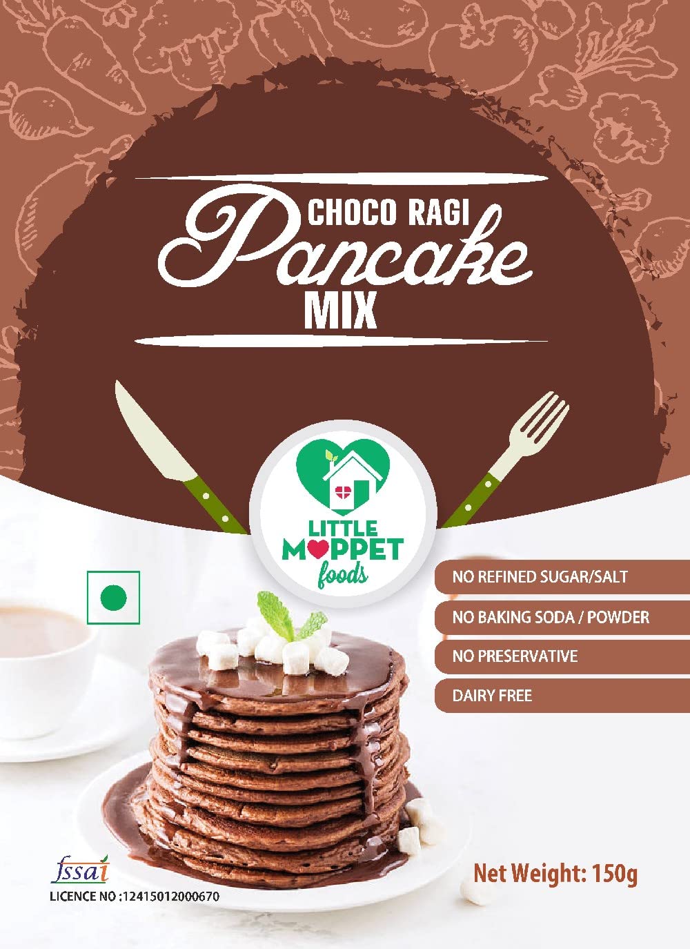 LITTLE MOPPET FOODS Choco Ragi Pancake Mix - 150 grams