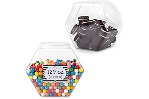 129 Oz Hexagon Cookie Jars with Lids: Reusable, Recyclable, Shatterproof Plastic Candy Jars