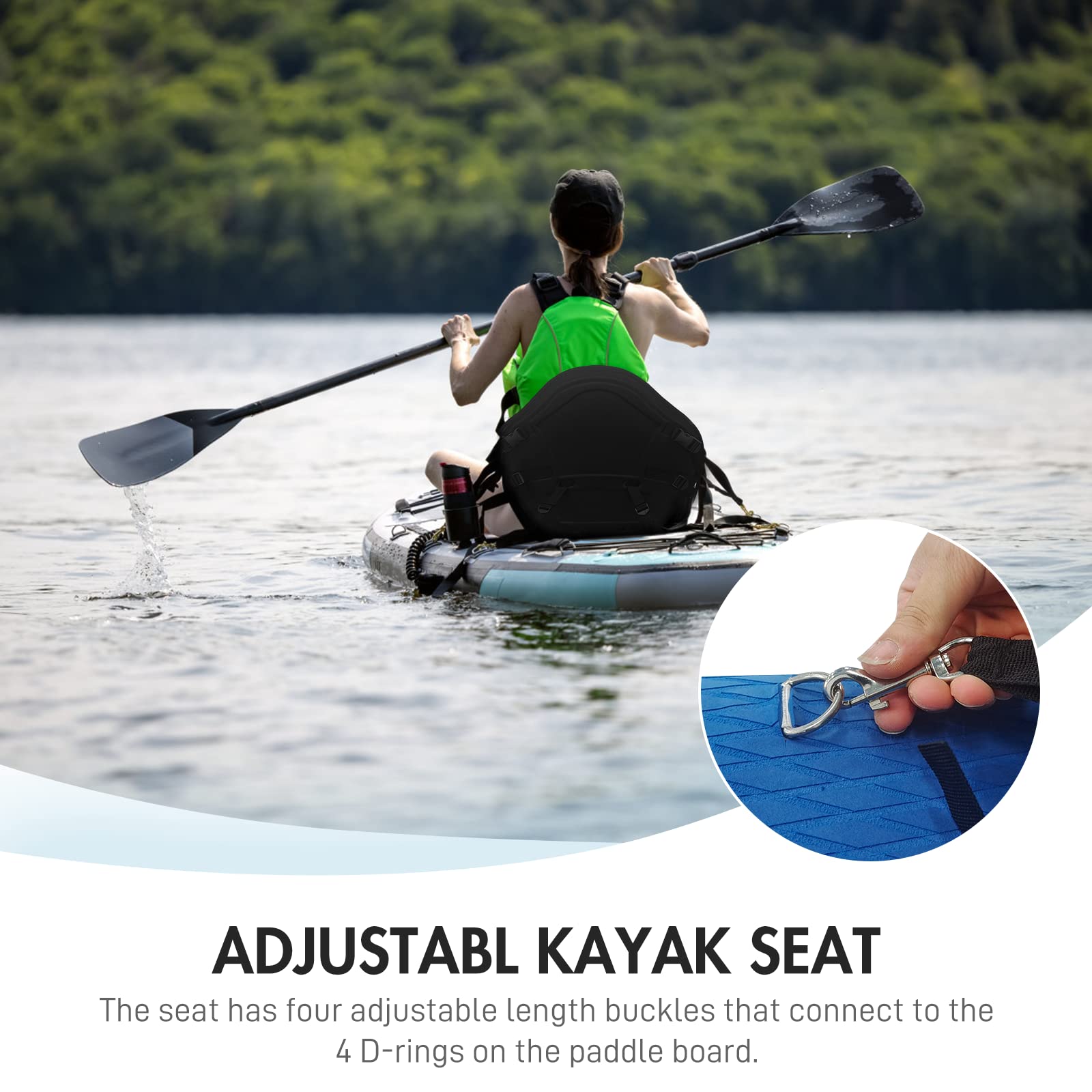 Kajak Sitz, Sup Sitz Universal Abnehmbar Einstellbar Kajaksitz SUP Board Zubehör Stand Up Paddle Board Surfboard Sitz Gepolsterte Sitz 32x38cm, Rückenlehne 51x45cm Kompatibel mit Kajak, Ruderbooten