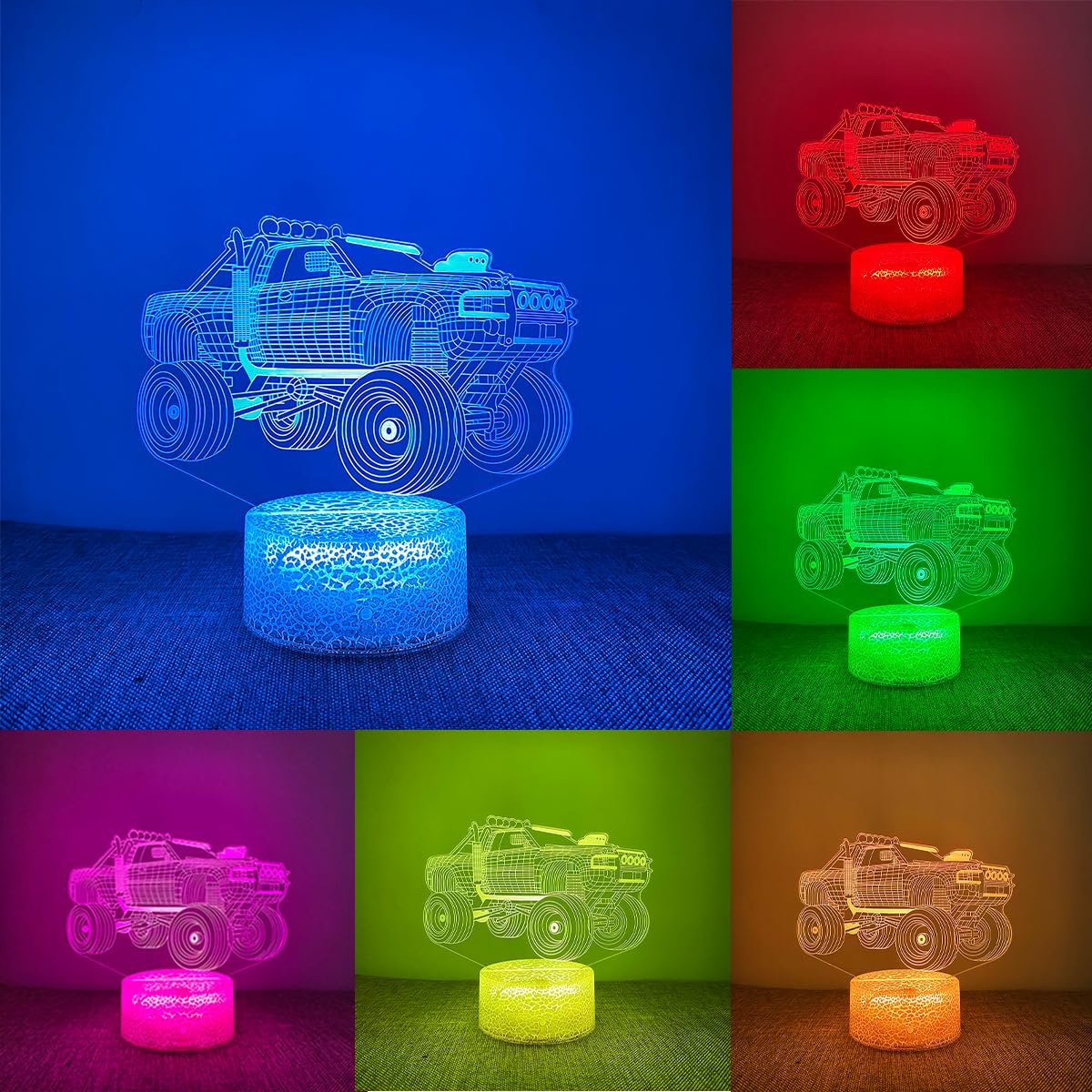 ZCPingNiao 3D Truck Phantom Night Lights, Featuring 7 Colour-Changing Modes, Ideal for Home décor and Off-Road Enthusiasts - Image 2