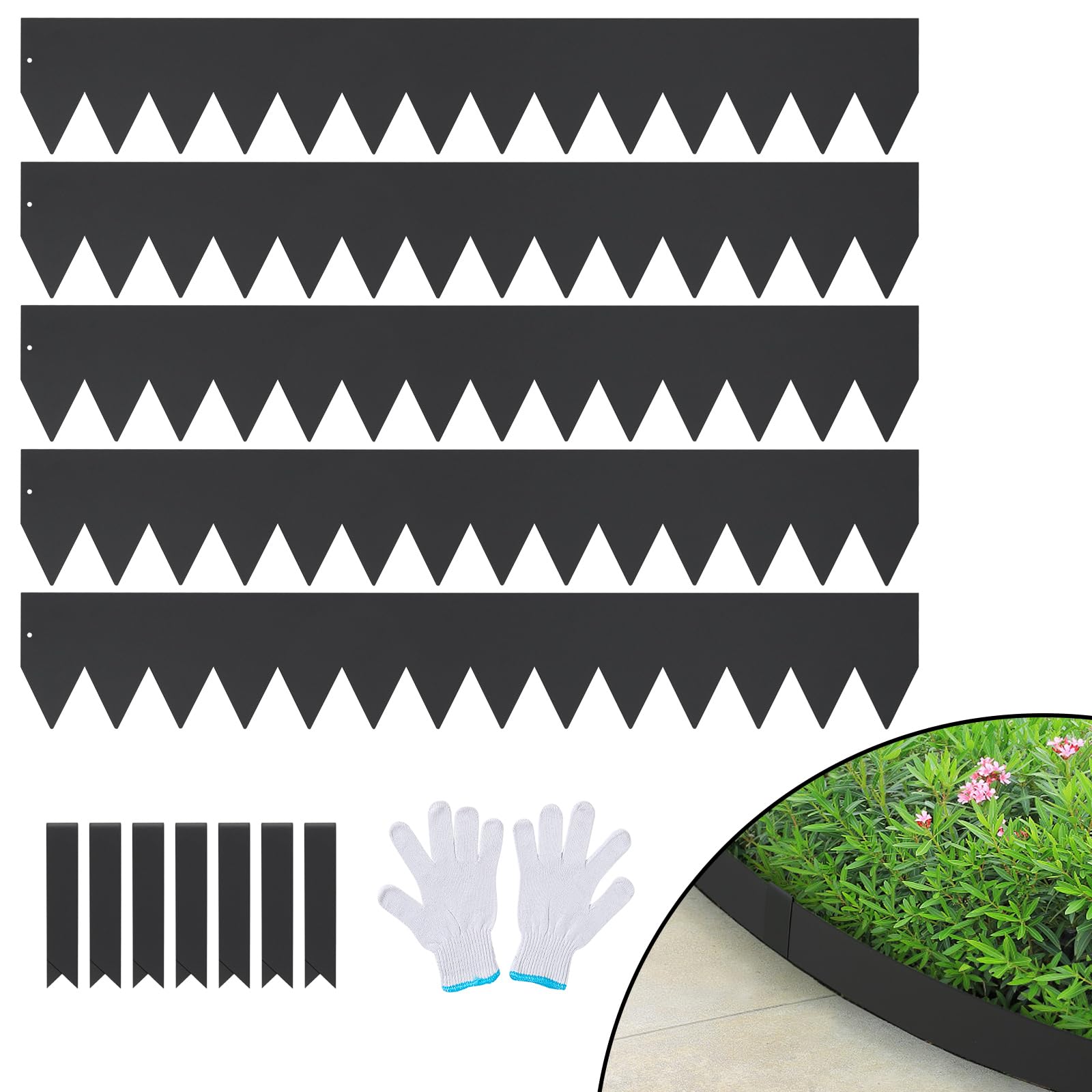 VEVOR Steel Landscape Edging, 6-Pack Steel Garden Edging Borders, 40" L x 6" H Strips, Hammer-in Edging Border with 8 Clips, Bendable Metal Landscape Edging for Yard, Garden, Lawn