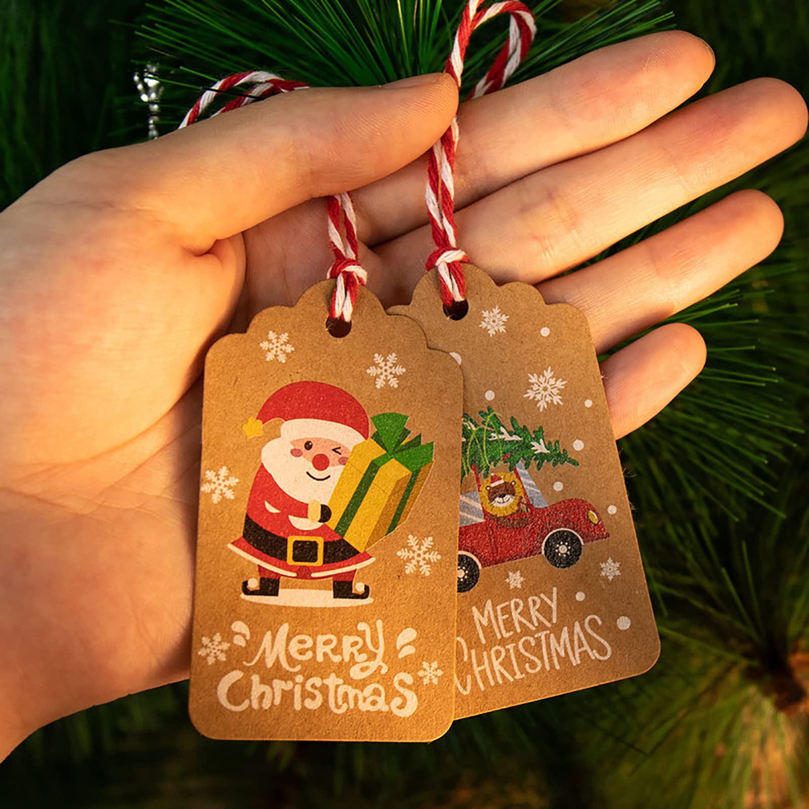 24 Etiquetas Para Regalos De Navidad - 6 Diseños Diferentes, Con Cuerda, Reverso En Blanco Para Escribir - Personaliza Tus Paquetes