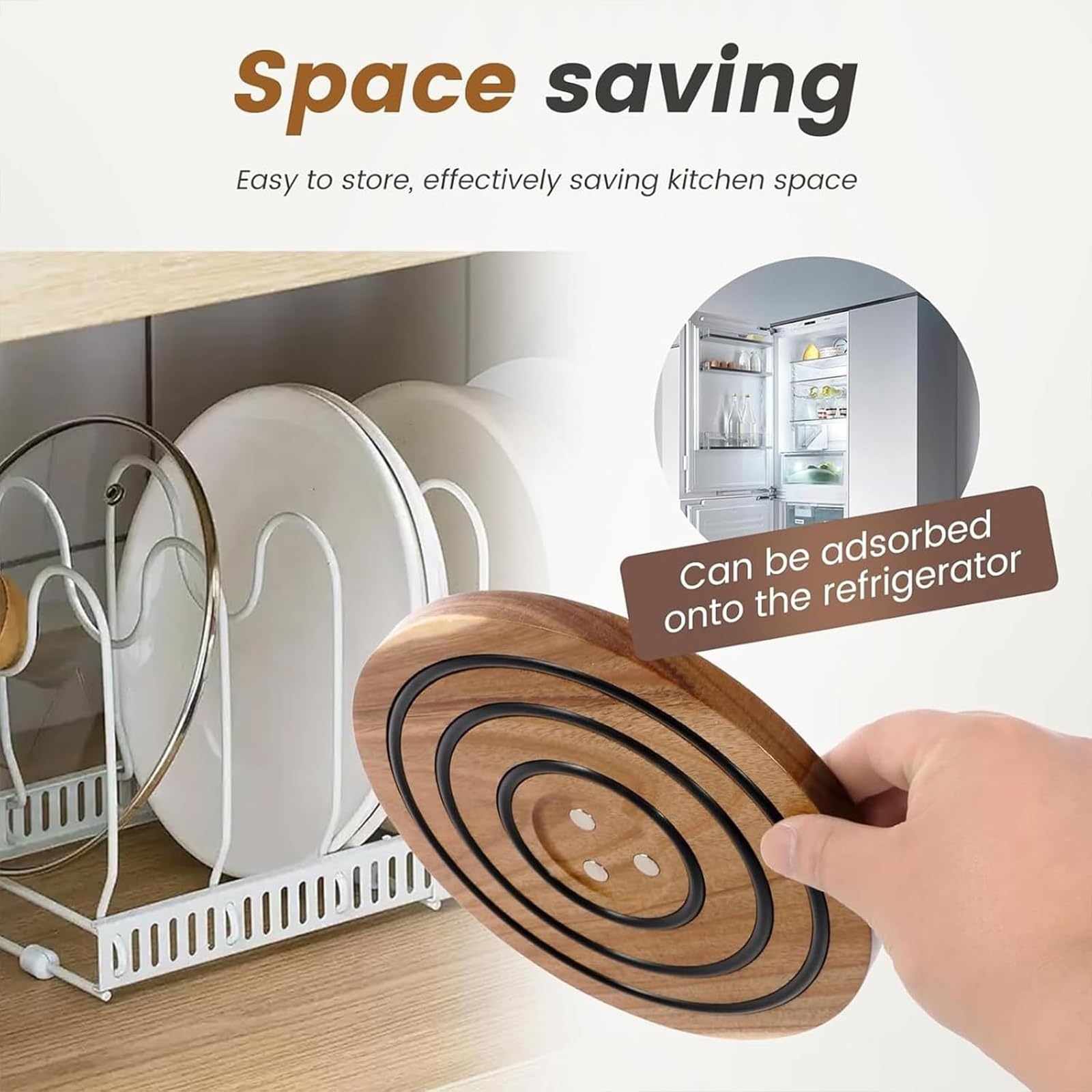 Posavasos Magnéticos De Madera Para Ollas Y Sartenes Calientes, Salvamanteles Magnético, Soporte De Madera Para Ollas Y Sartenes, Protector De Mesa Rústico Resistente Al Calor Para Cocina(2PCS)
