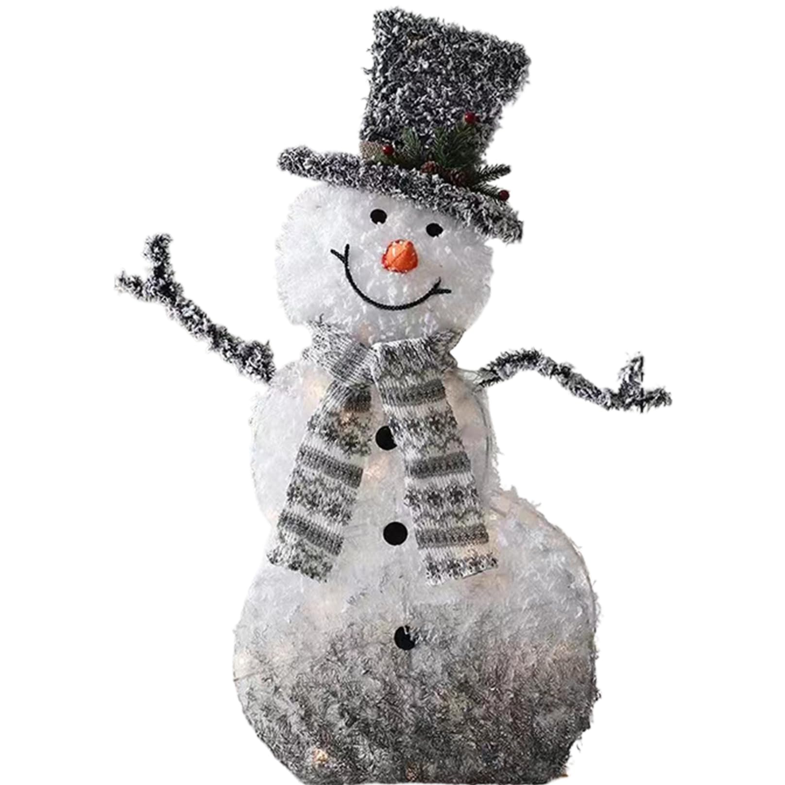 Muñeco de Nieve Iluminado de 4, 5 Pulgadas con 40 Luces LED, decoración de muñeco de Nieve cronometrado y Plegable, con Sombrero y Bufanda para Navidad al Aire Libre, decoración