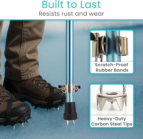 Miniatura 4 de Vive Puntas de caña para hielo  Todo terreno resistente (paquete de 2) de metal retráctil de 4 puntas  Agarre de repuesto para bastones de caminar,