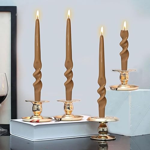 Miniatura 88 de Vela cónica en espiral torcida de 10 pulgadas, velas de colores sin perfume, velas altas sin humo para el hogar, vacaciones, boda, fiesta