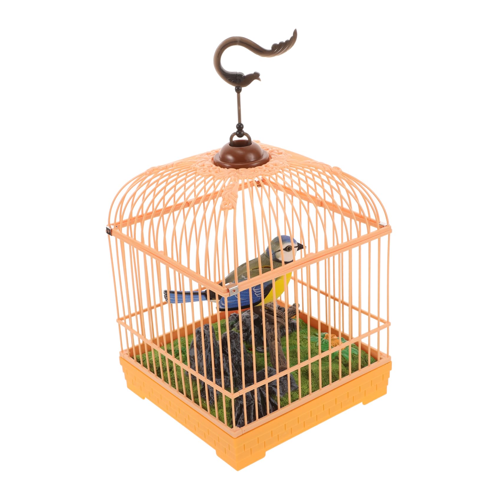 Juguete Electrónico para Pájaros con Sonido Real y Movimiento, Jaula de Plástico Portátil y Diseño Realista para Entretenimiento Interactivo Infantil