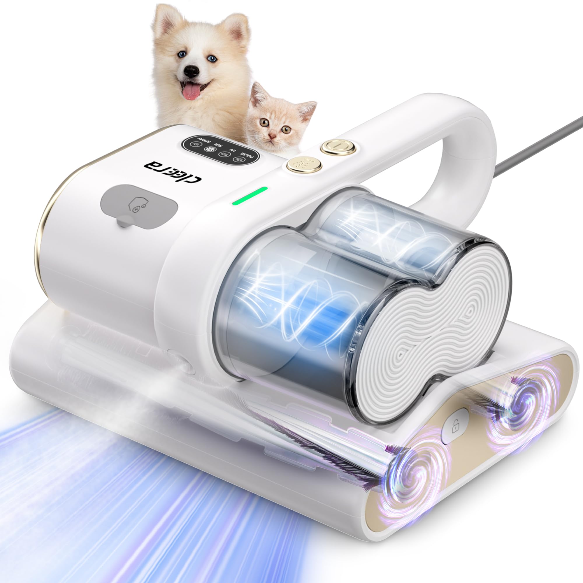Cleera Mattress Vacuum Cleaner, 16Kpa Bed Vacuum with 253.7nm UV‑C Light | Smart Dust Sensor, Dual Brushroll, 140°F Heat, Handheld Vacuums for Bed, Couch, Sofa, Crib, Carpet (Corded, 400W)