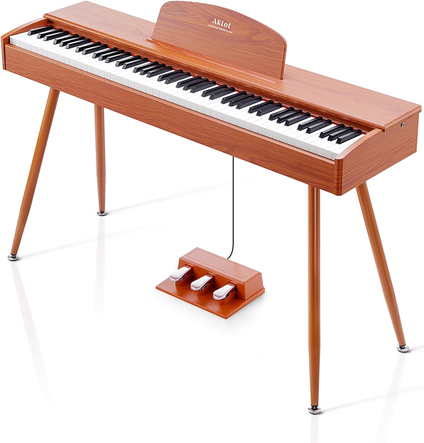 AKLOT Furniture Weighted Keyboard Piano: Digital Piano Keyboard with 88 Graded Hammer Action Keys, Stage Piano with French Dream Sound Chip, Stand, Triple Pedal, USB MIDI,Bluetooth,AUR-II Natural Wood