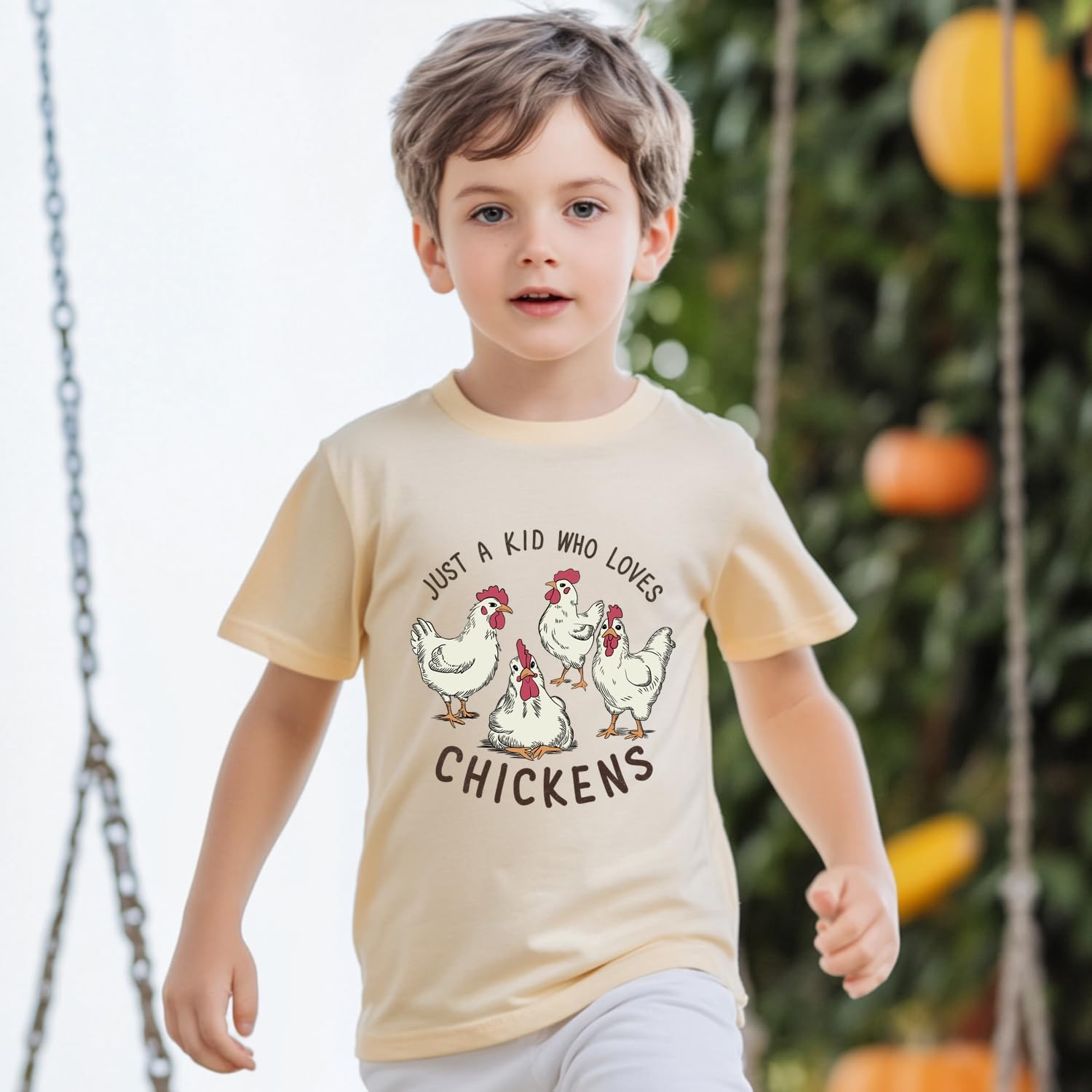 Kids Graphic Tees Cute Mushroom Toddler Shirt Farm Animals Ducks Chickens Natural Boys Girls Clothes Tops 2-7 Years - Image 4
