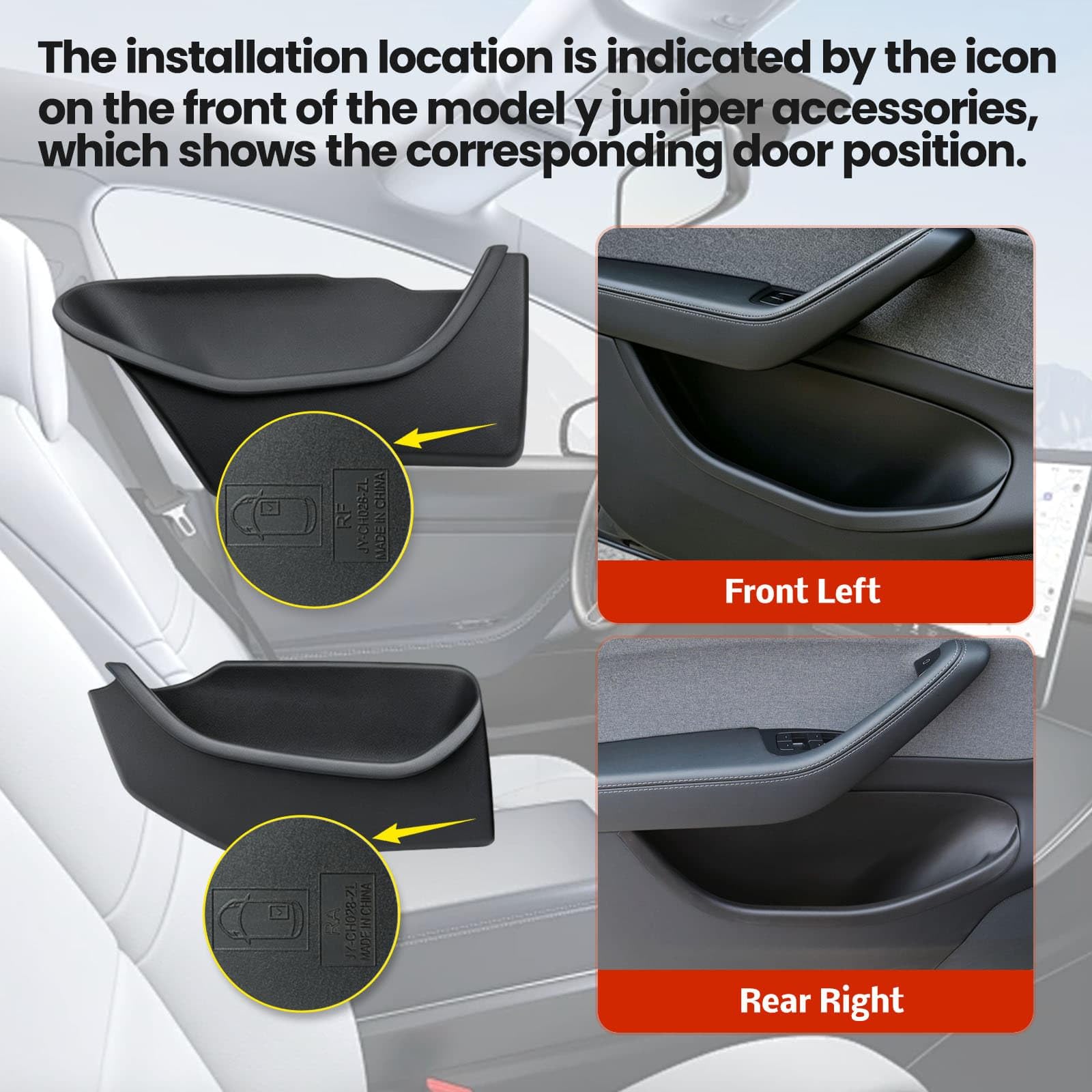 Organizer laterale per portiera auto, 4 pezzi, per Tesla Model Y Juniper