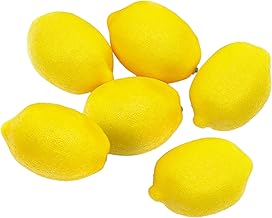 Künstliche Gelbe Zitrone, 6 Stück (50-70 g) Lebensechtes Plastikobst, 10 x 7 cm Zitronen Plastikfrucht, Kunstobst, Frucht, Dekoration, Schaufenster, Haushalt, Küche, Hotel, Limone, Lemon 6 Pack