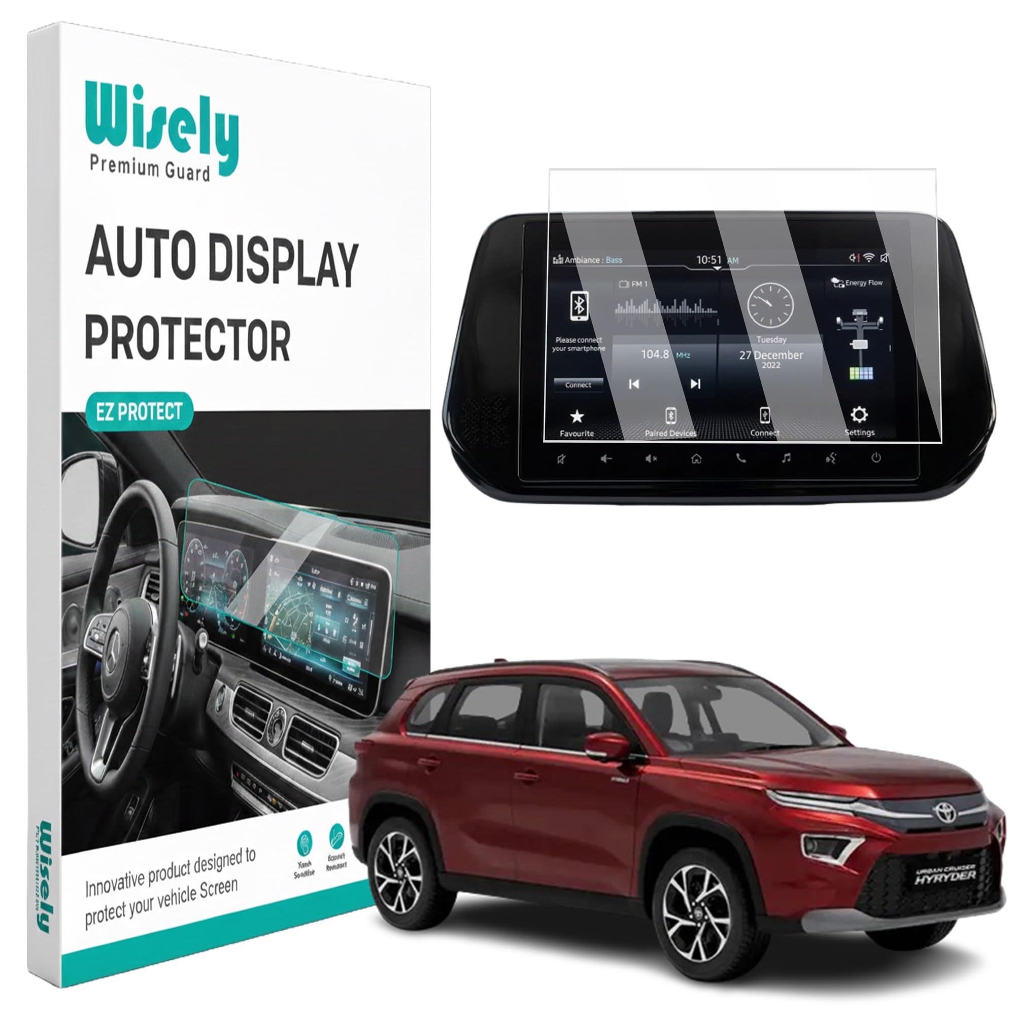 Wisely Premium Screen Guard for TOYOTA URBAN CRUISER HYRYDER Car (G&V) - 9 Inch Display Infotainment GPS System Protector - Stereo Accessories - Touch Responsive - HD Clear-picture-29