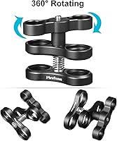 Vista 4 de MINIFOCUS Soporte de abrazadera de bola de aluminio de 1 pulgada para sistema de bandeja de brazos de luz de buceo subacuático, cámara de buceo