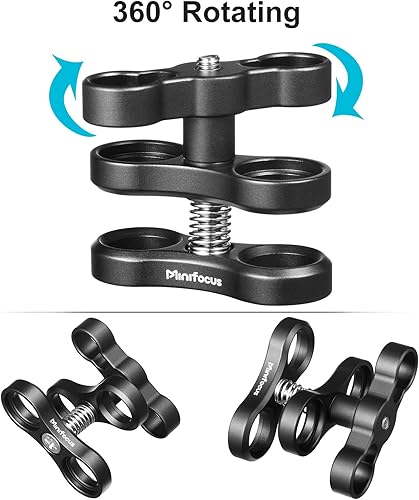 Miniatura 4 de MINIFOCUS Soporte de abrazadera de bola de aluminio de 1 pulgada para sistema de bandeja de brazos de luz de buceo subacuático, cámara de buceo