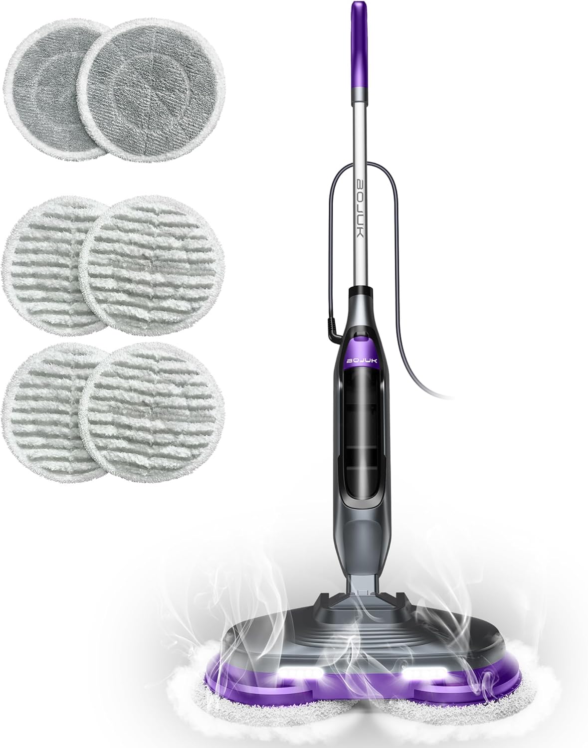 F2 Steam Spin Mop, Smart Steam & Scrub Mop with 4 Cleaning Modes & LED Headlights with 6 pads