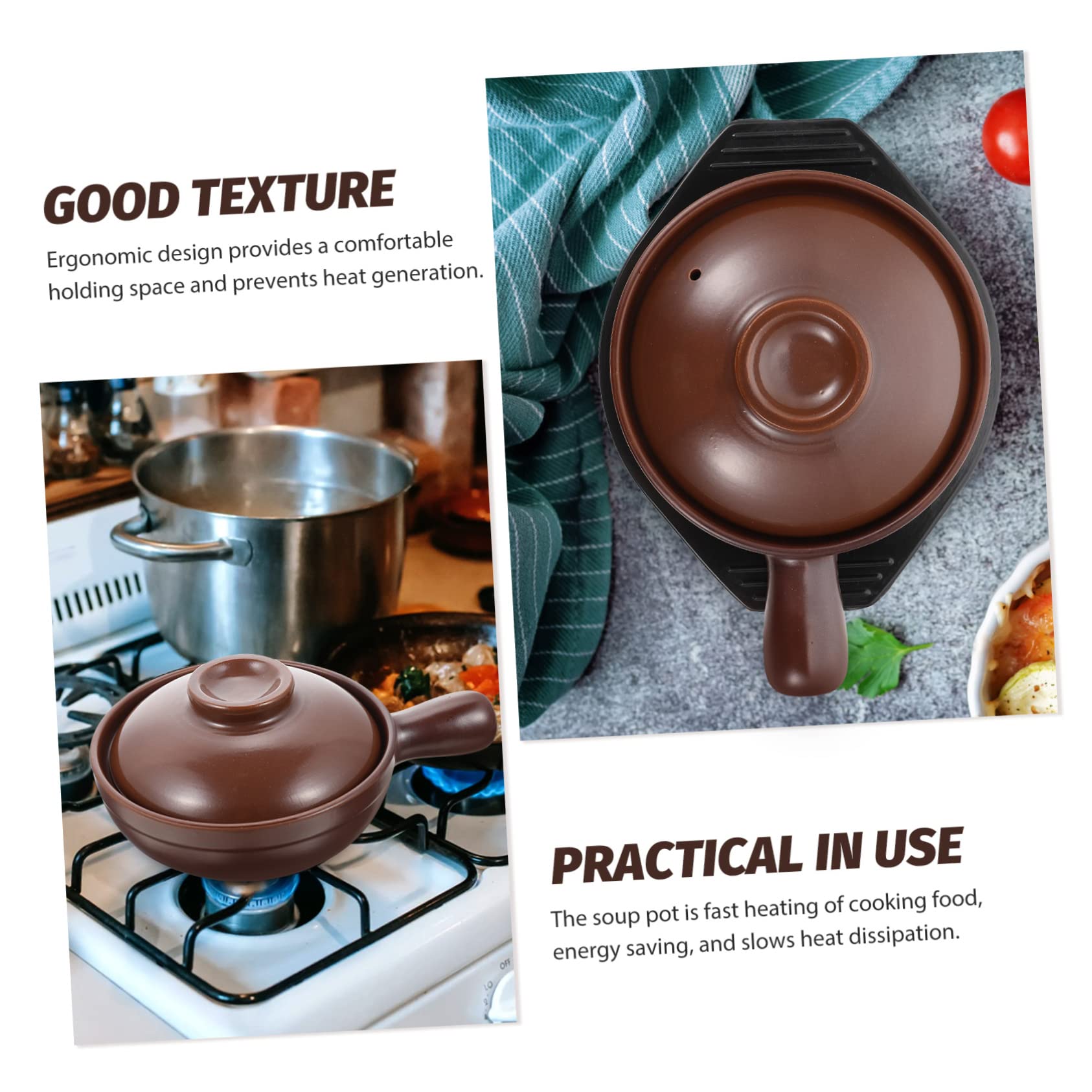 BESTonZON 1juego Cacerola De Cerámica Con Mango Olla Para Sopa Y Guiso Resistente Altas Temperaturas Para Cocina Casa Y Restaurantes