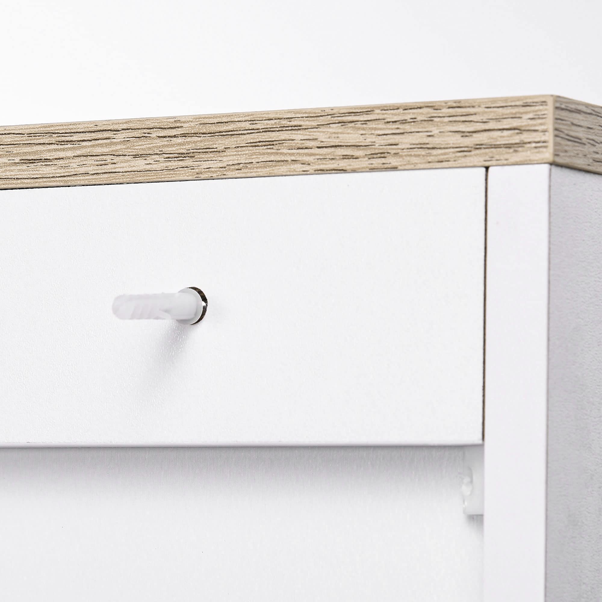 HOMCOM Credenza Cucina in Legno, Mobile Cucina a 3 Ante, Ripiani Regolabili, Stile Scandinavo, Credenza Buffet per Soggiorno, Salotto, Sala da Pranzo, 90x30x90cm, Bianco