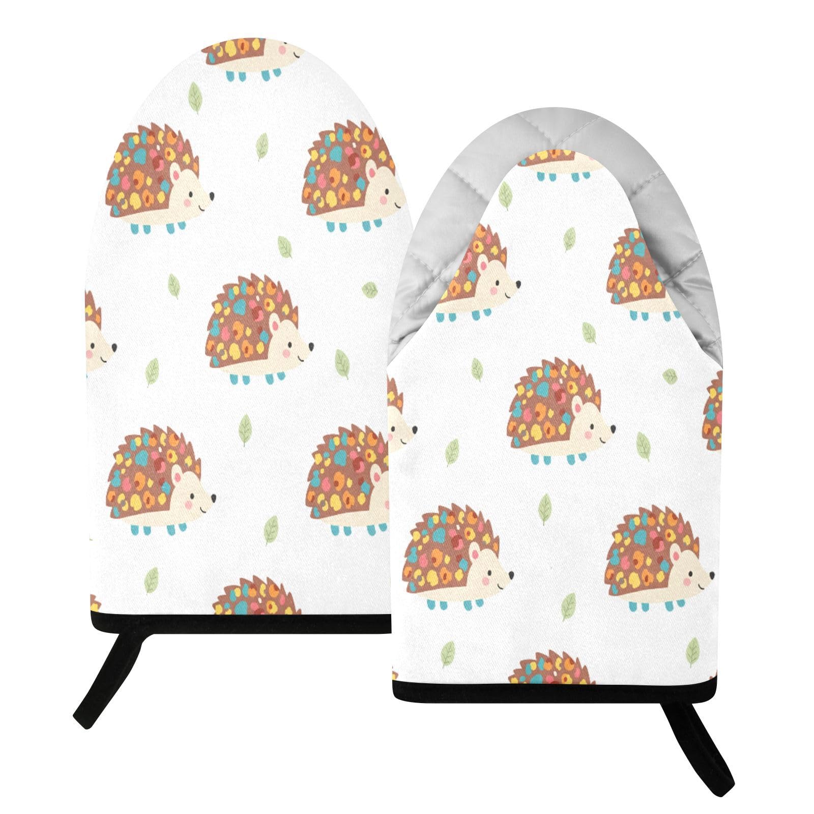 BURSTDDY Cartoon Hedgehog Oven Mitt,Heat Resistant Kitchen Mitts for Cooking