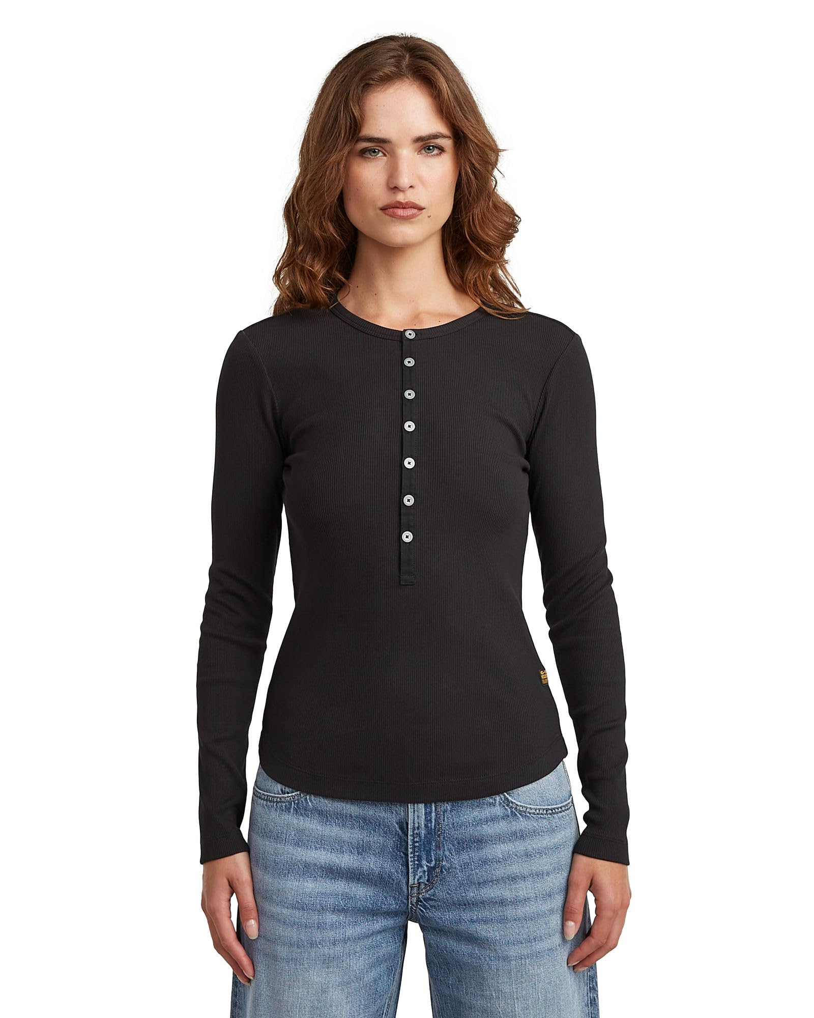 G-Star Damen Henley Slim T Ls Wmn T-Shirt (1er Pack)