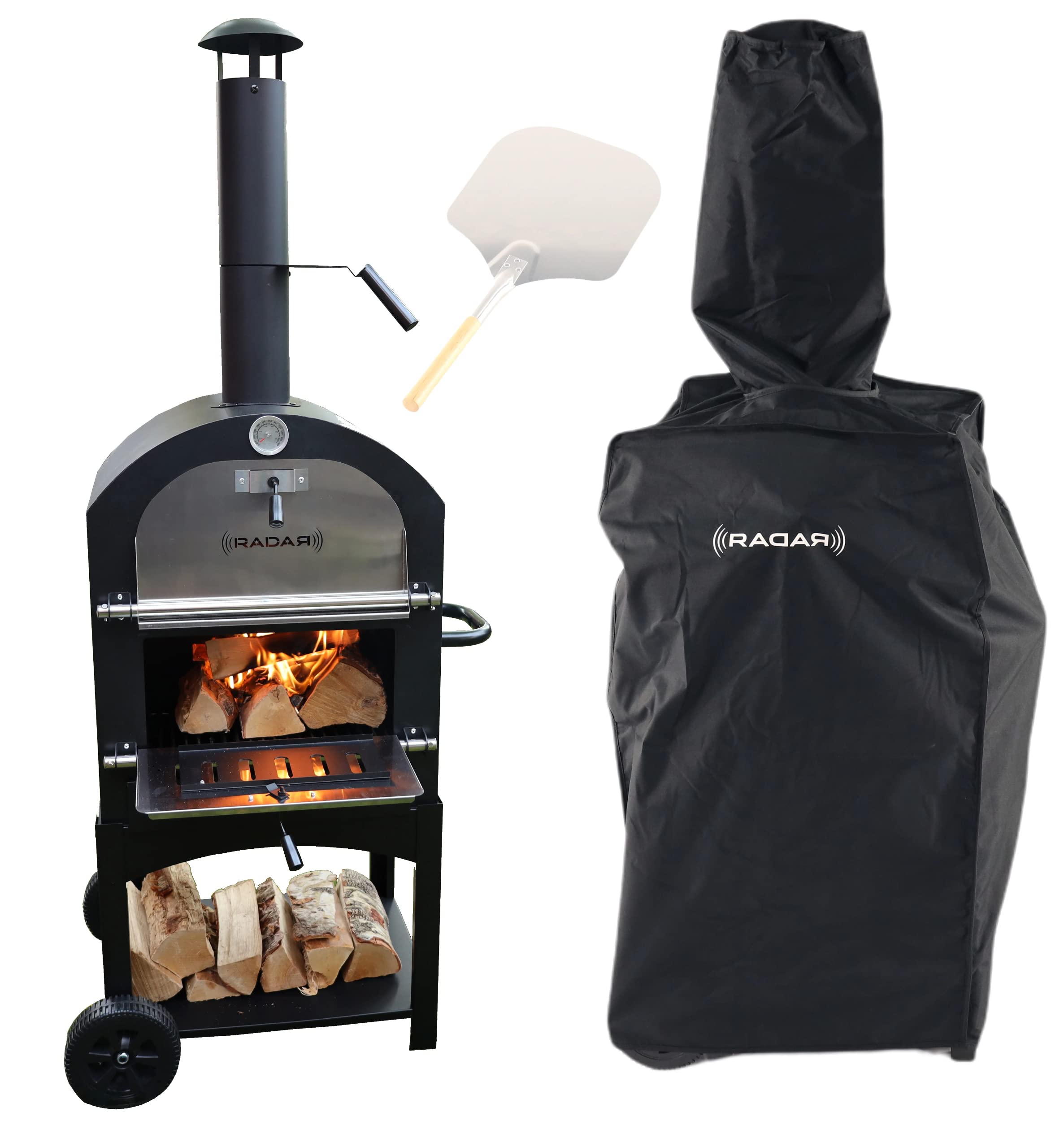 Radar Products Pizza Oven - Floor And Free Standing Wood Fired Pizza Oven With Cover And Free Pizza Paddle