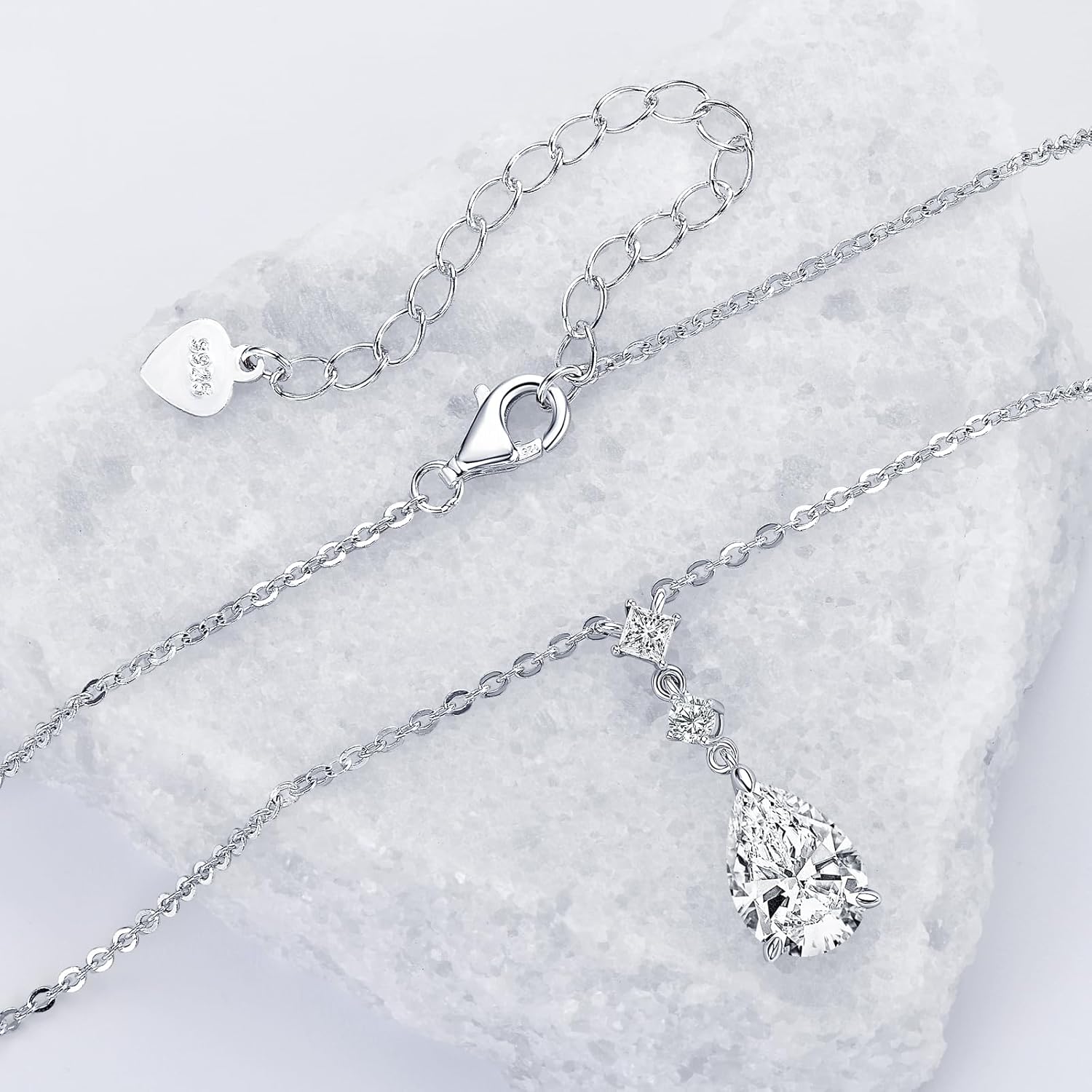 2CT Pear Cut Moissanite Pendant Necklace D Color VVS1 925 Sterling Silver Dainty Pendant for Women Wife Girlfriend Birthday Gifts
