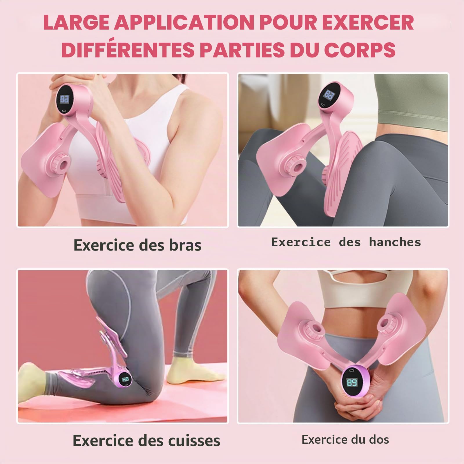 Appareil d'entraînement pour les cuisses, le plancher pelvien, pour la maison, les jambes, les hanches, le plancher pelvien, pour le post-partum, la maison, les jambes (rose)