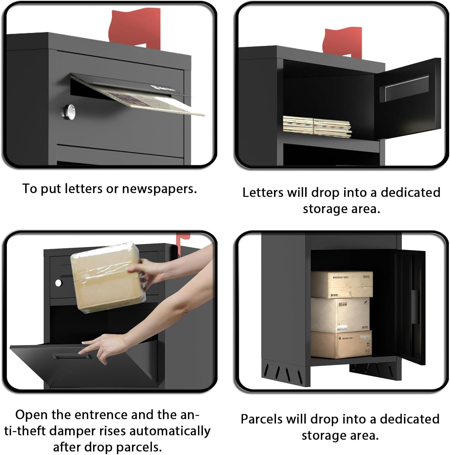 Package Delivery Boxes for Outside, Weatherproof Parcel Drop Boxes, Custom Address Stickers Package Drop Boxes for Outside,Lockable Parcel Delivery Box for Porch,Need to Install (14.5 * 17.5 * 43 in) - Image 5