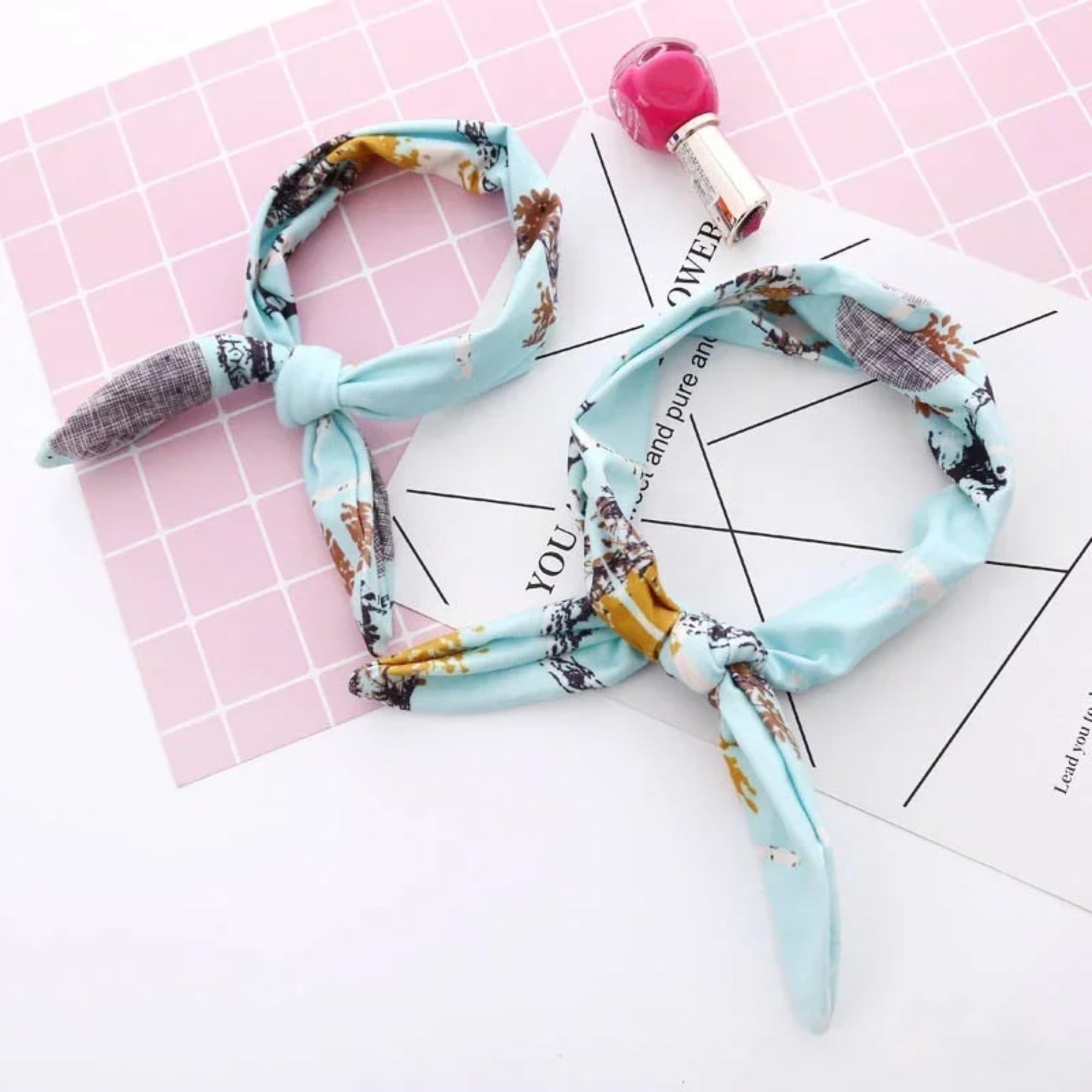 Printed Polyester Headband Set, Coordinated Fabric Hair Bands for Everyday Hairstyles, Casual Outfits and Parties