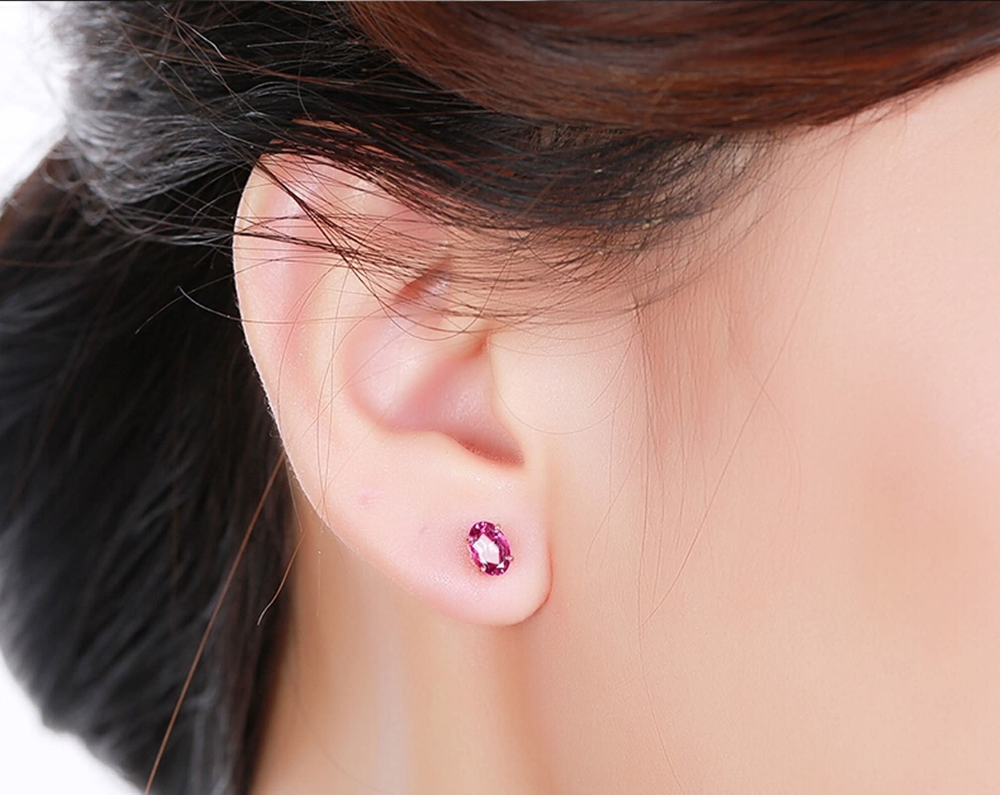 Epinki 18 Karat Rose Gold Au750 Ohrstecker Frauen, 1ct Turmalin Ohrstecker Nickelfrei Zart Design Solitär Ohrschmuck Echter Schmuck