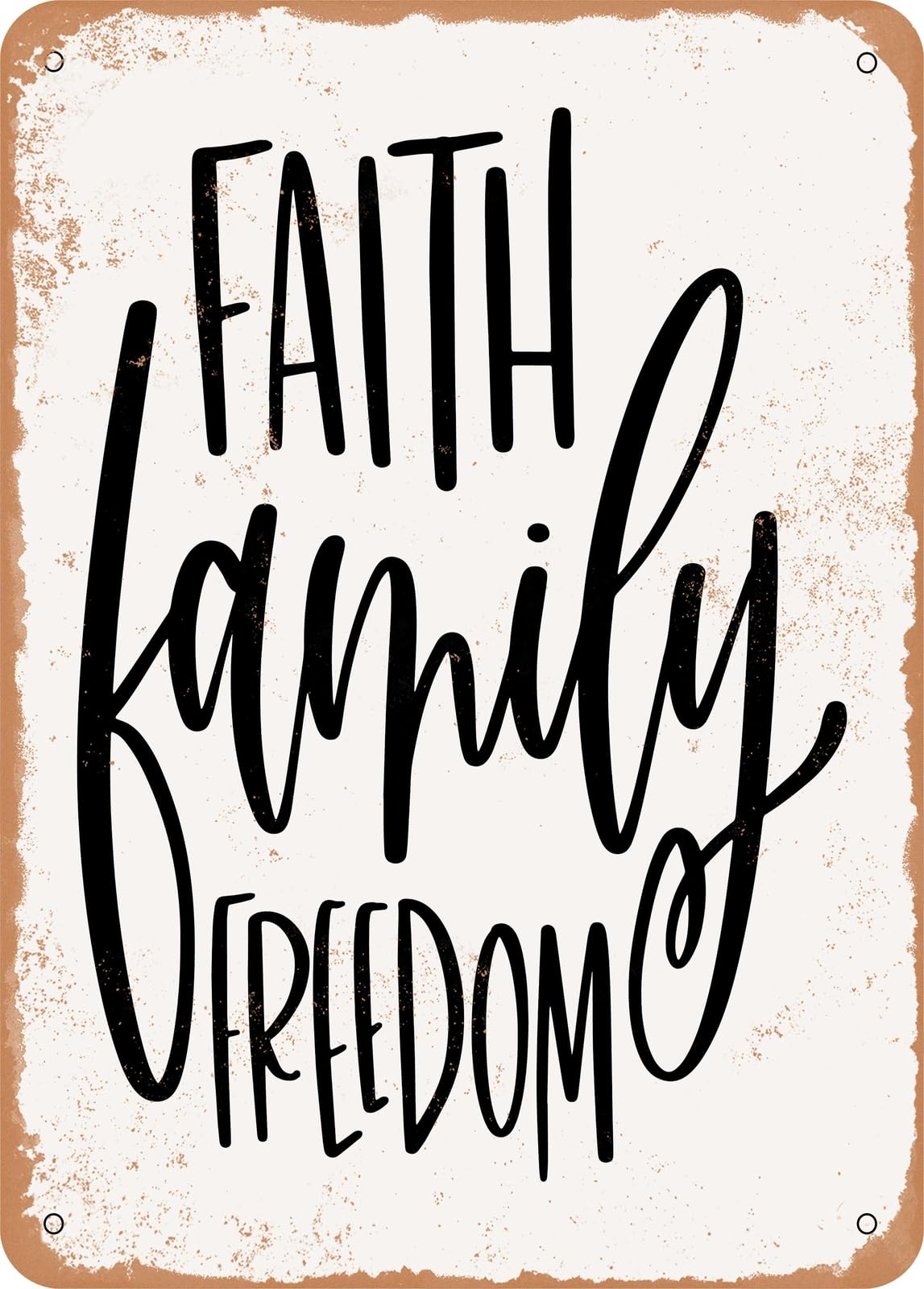 Miaomansenstore Metal Sign - Faith Family Freedom - Vintage Rusty Look Home Decor