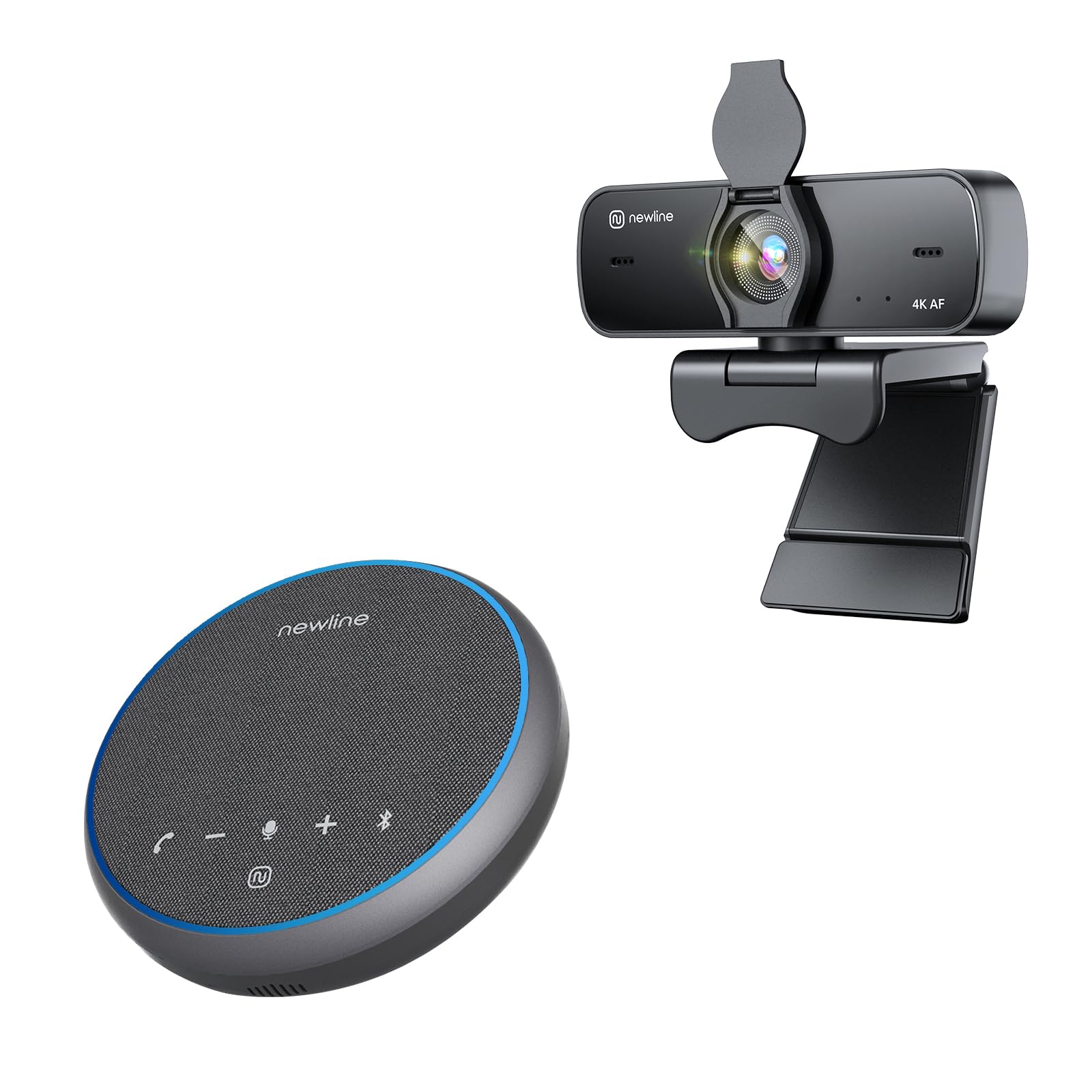Kit Videoconferenza Professionale – Webcam 4K con Microfoni a Cancellazione del Rumore + Altoparlante Conferenze Bluetooth USB, Audio a 360°, per PC e Home Office