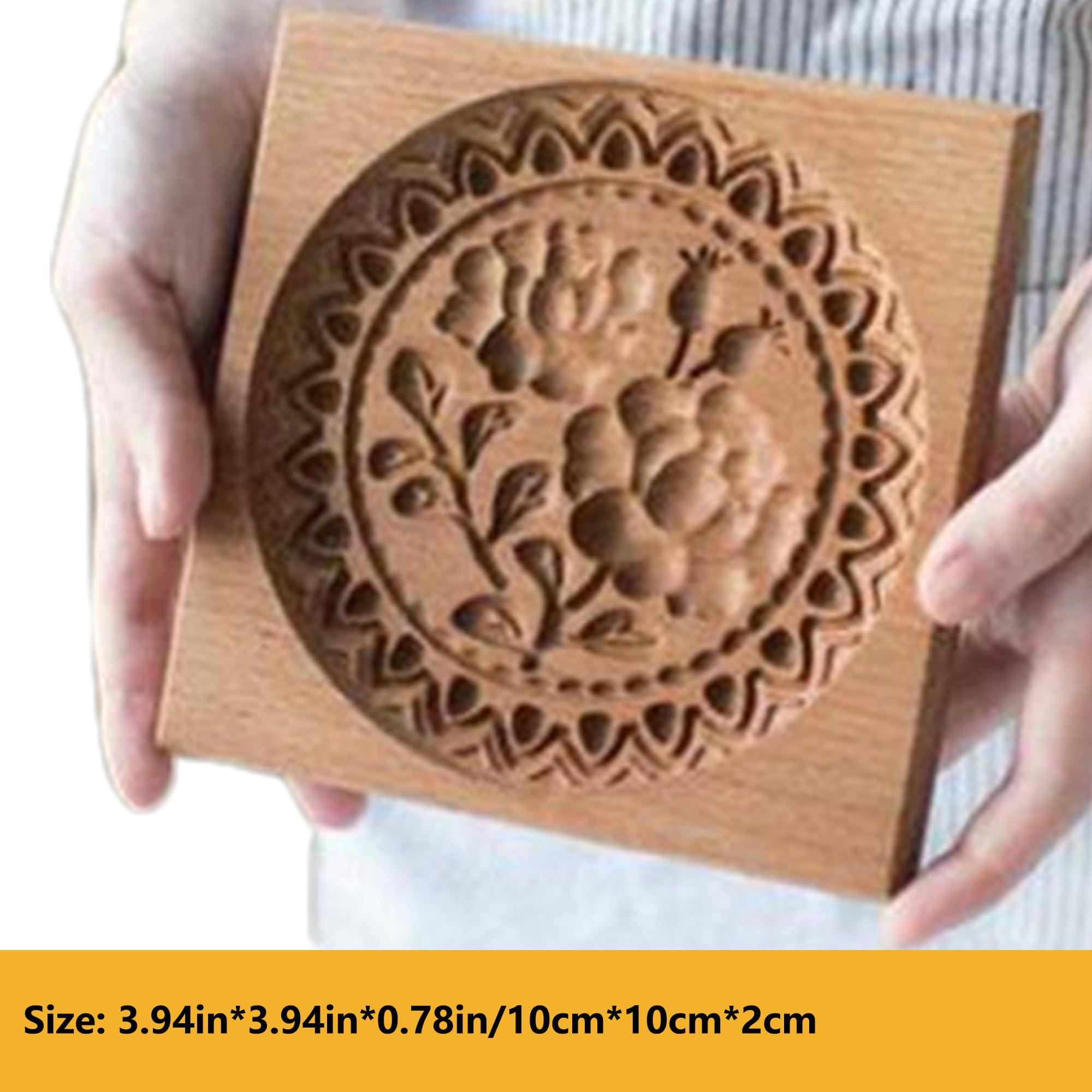 Wooden Cookie Molds Cookie Stamps: 3D Carved Wooden Cookie Cutter Embossing Mold, DIY Biscuit Press Stamp Gingerbread Mold, Chocolate Stamp Mould, Provance Rose Cookie Stamp (Rose hips)