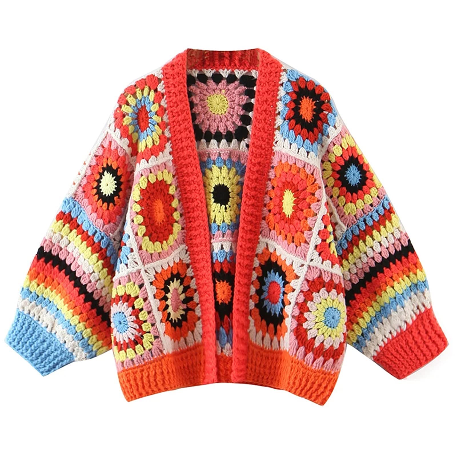 Cardigan Femme Crochet Boho – Gilet Léger à Fleurs, Parfait Automne/hiver, Confort Et Style