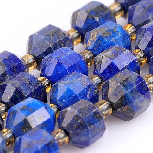 Miniatura 2 de JOE FOREMAN Cuentas de piedra natural de lapislázuli real facetadas a mano con bicono de 0.315 in para hacer joyas para adultos, hebra completa de