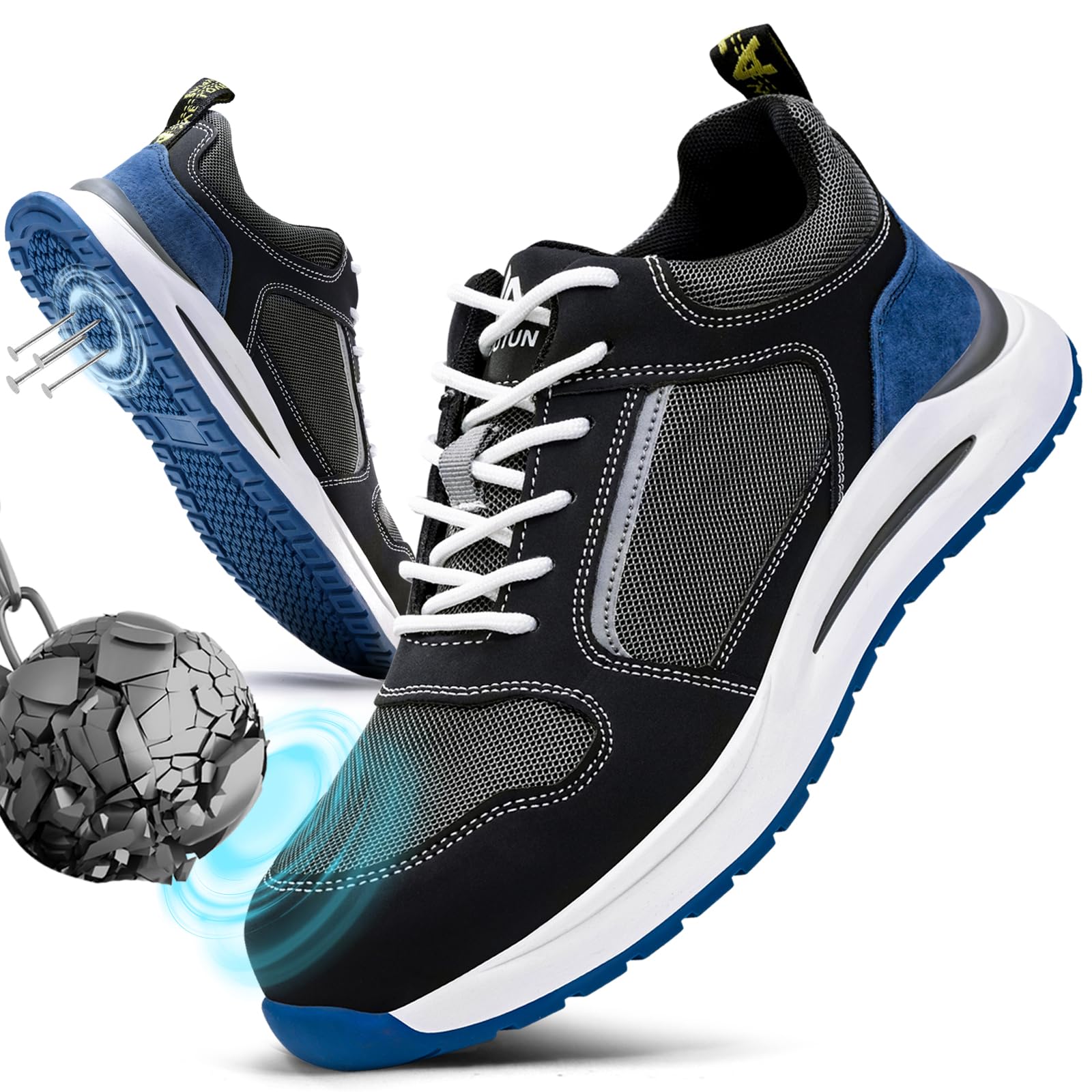 Safety Shoes Men Steel Toe Cap CE Certified Protective Shoes Breathable Work Trainers Lightweight Work Shoes for Men Comfortable Work Industrial Puncture Proof-image-45