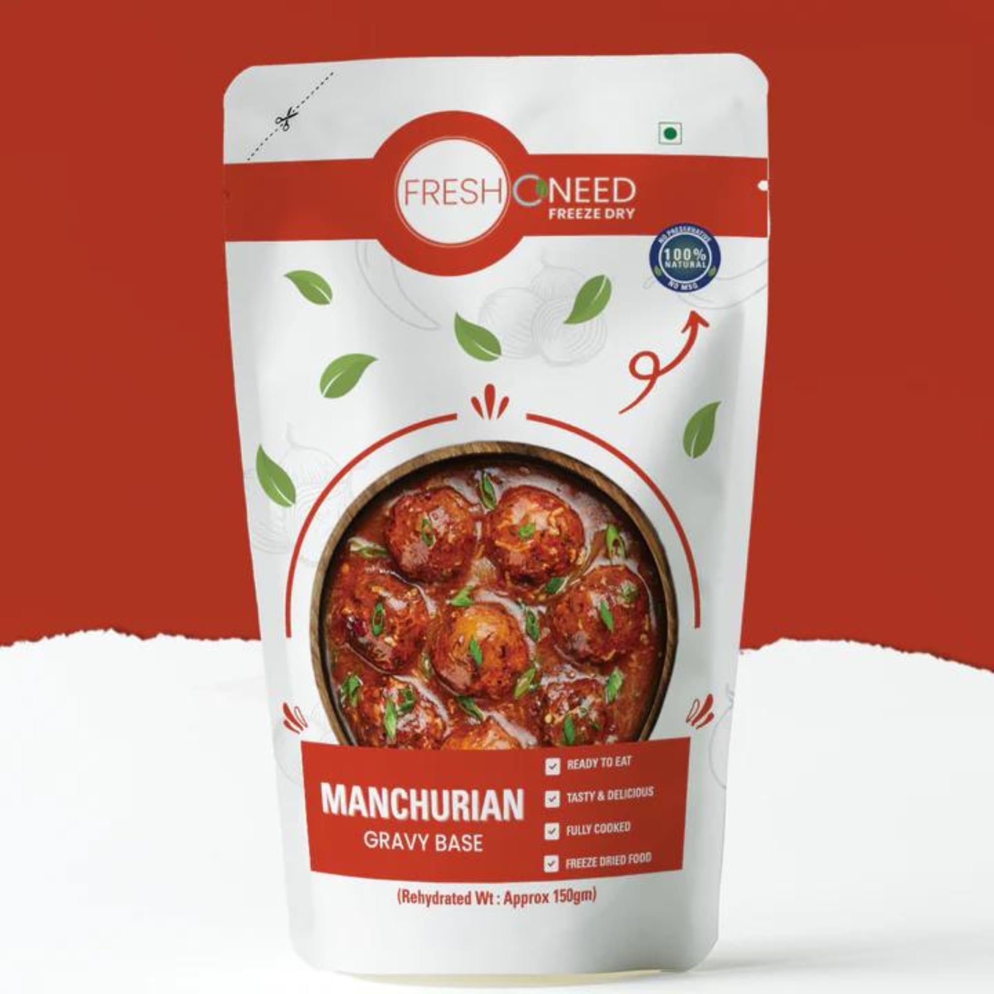 FreshOneed Manchurian | Spicy & Tangy Vegetable Dumplings in a Flavorful Sauce | Single Serving | 100% Natural | No Preservatives | No Chemicals | Ready to Eat