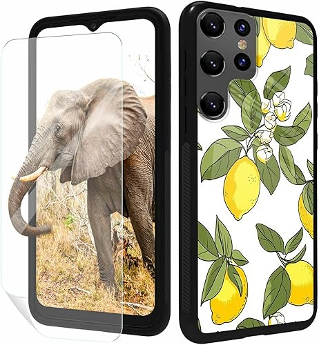 Miniatura 8 de Funda para teléfono Samsung Galaxy S21 Ultra con protector de pantalla de vidrio templado delgado, cubierta negra, diseño elegante de mármol verde