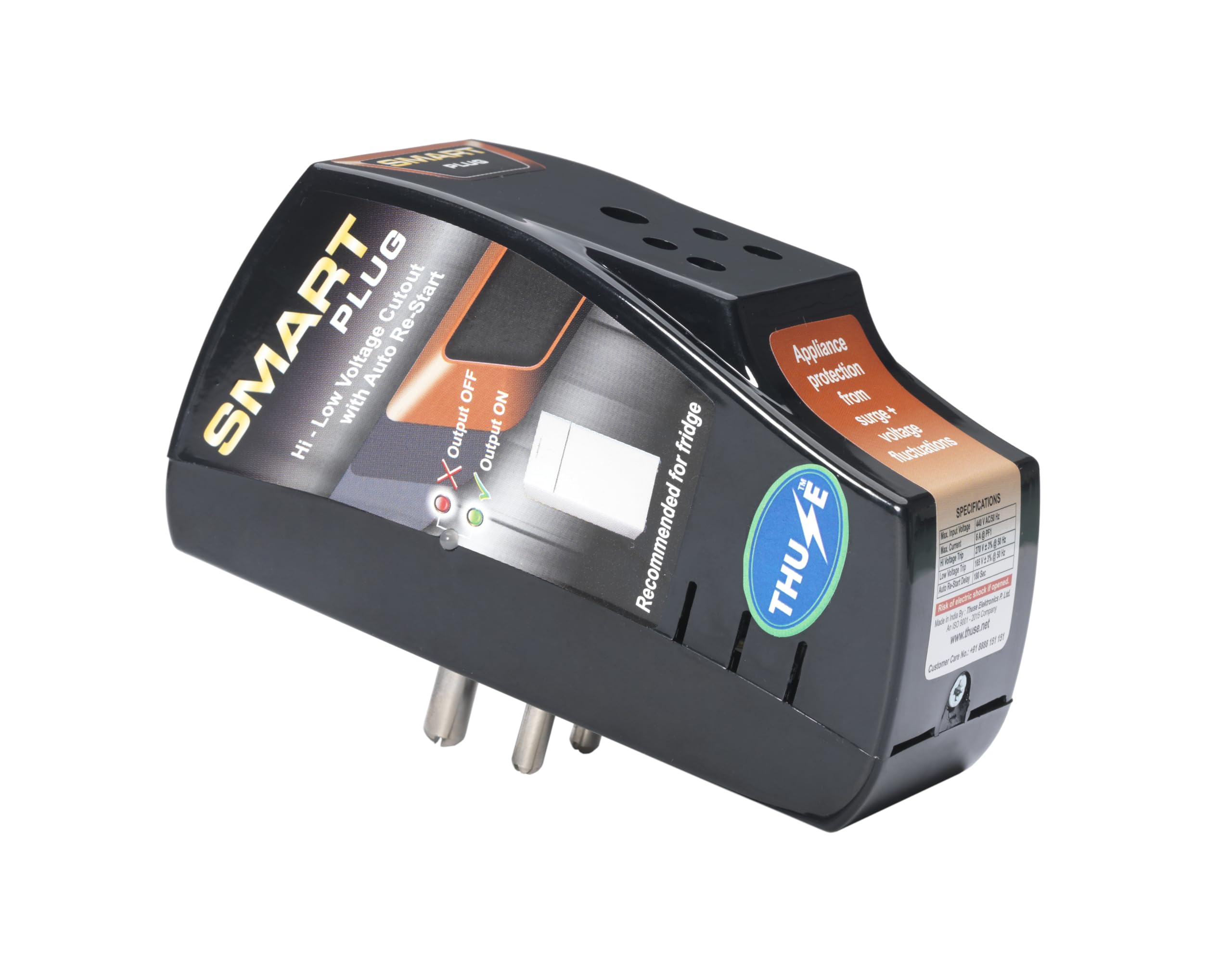 Smart Plug Fridge Protector 6A with Surge Protection Upto 4000 Volts | Black-picture-24