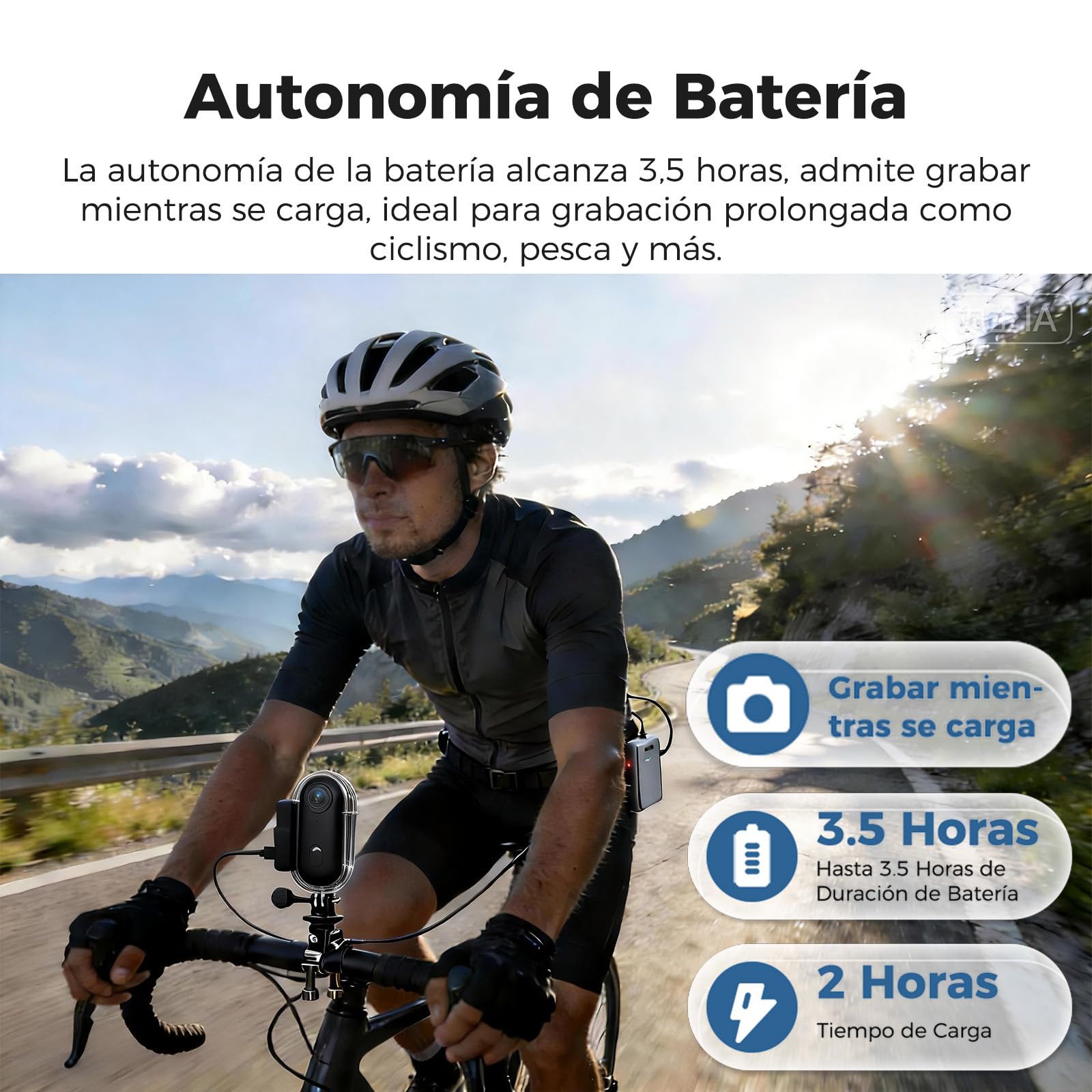 Zeerkeer - Mini Cámara de Acción con Lente Gran Angular de 120°, 1080p, Cámara Deportiva con Cordón Magnético, Clip de 360°, para Casco, Bicicleta, Motocicleta, Deporte al Aire Libre