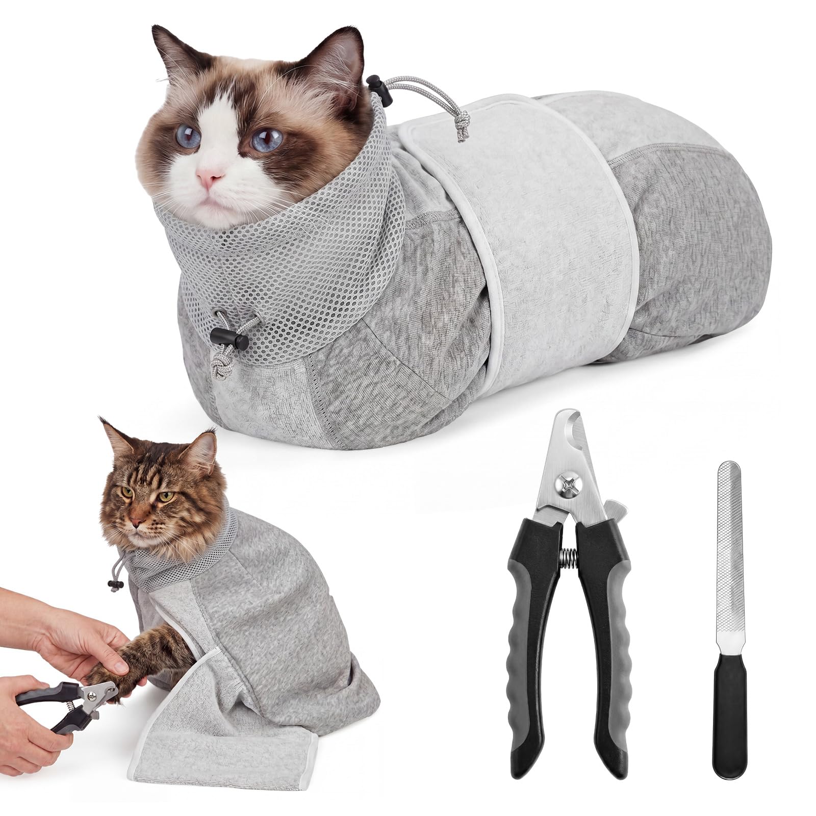 Hsei Rouleau de toilettage pour chat pour couper les ongles avec coupe-ongles et lime, taille S