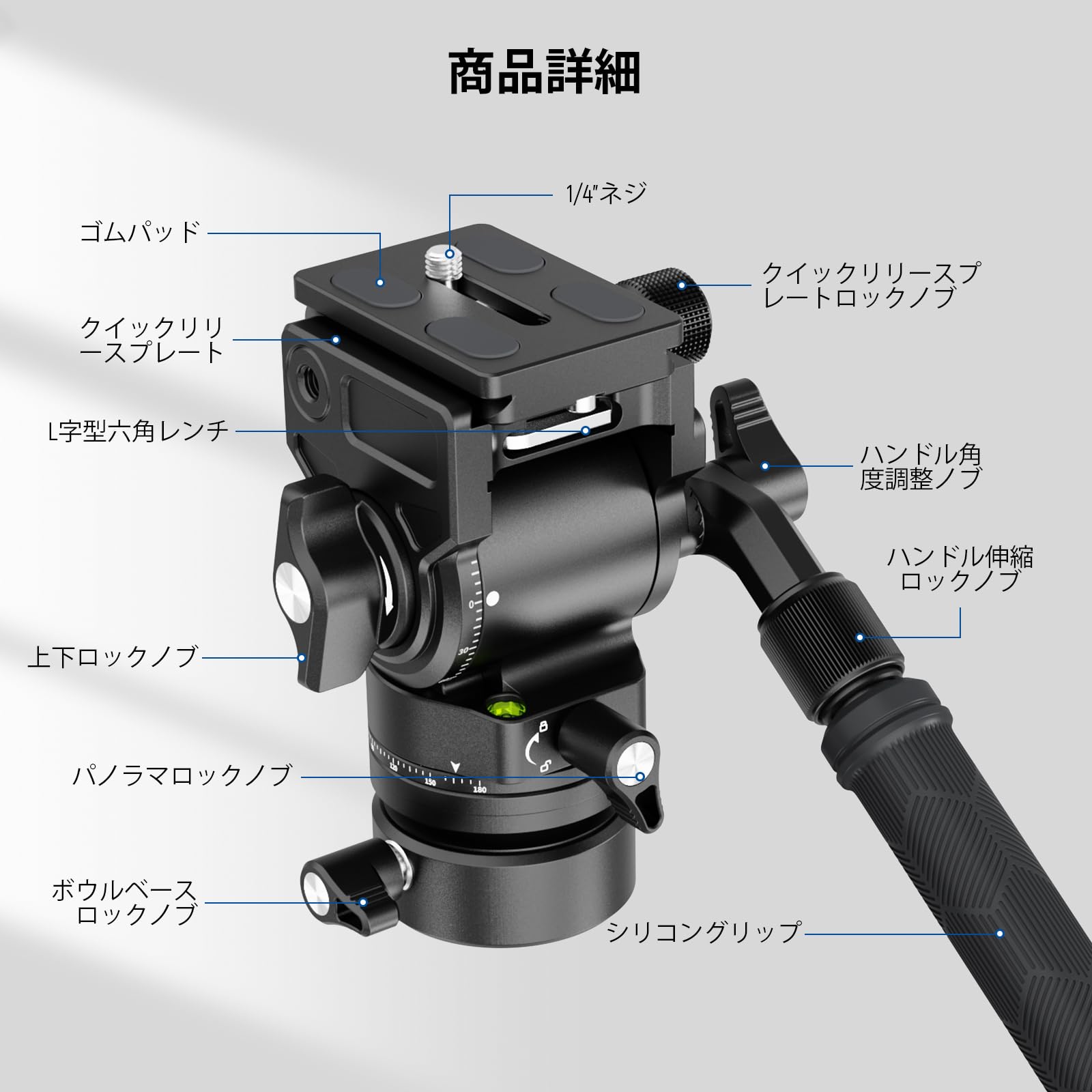Amazon | NEEWER ビデオ雲台 三脚フルードヘッド 金属製 コンパクト